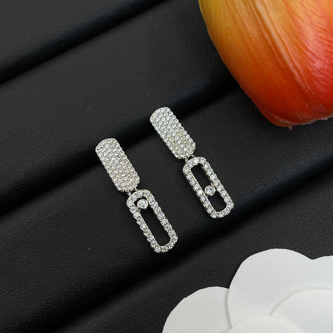 Messika Pavé Link Drop earrings in Silver Tone, detail view 8