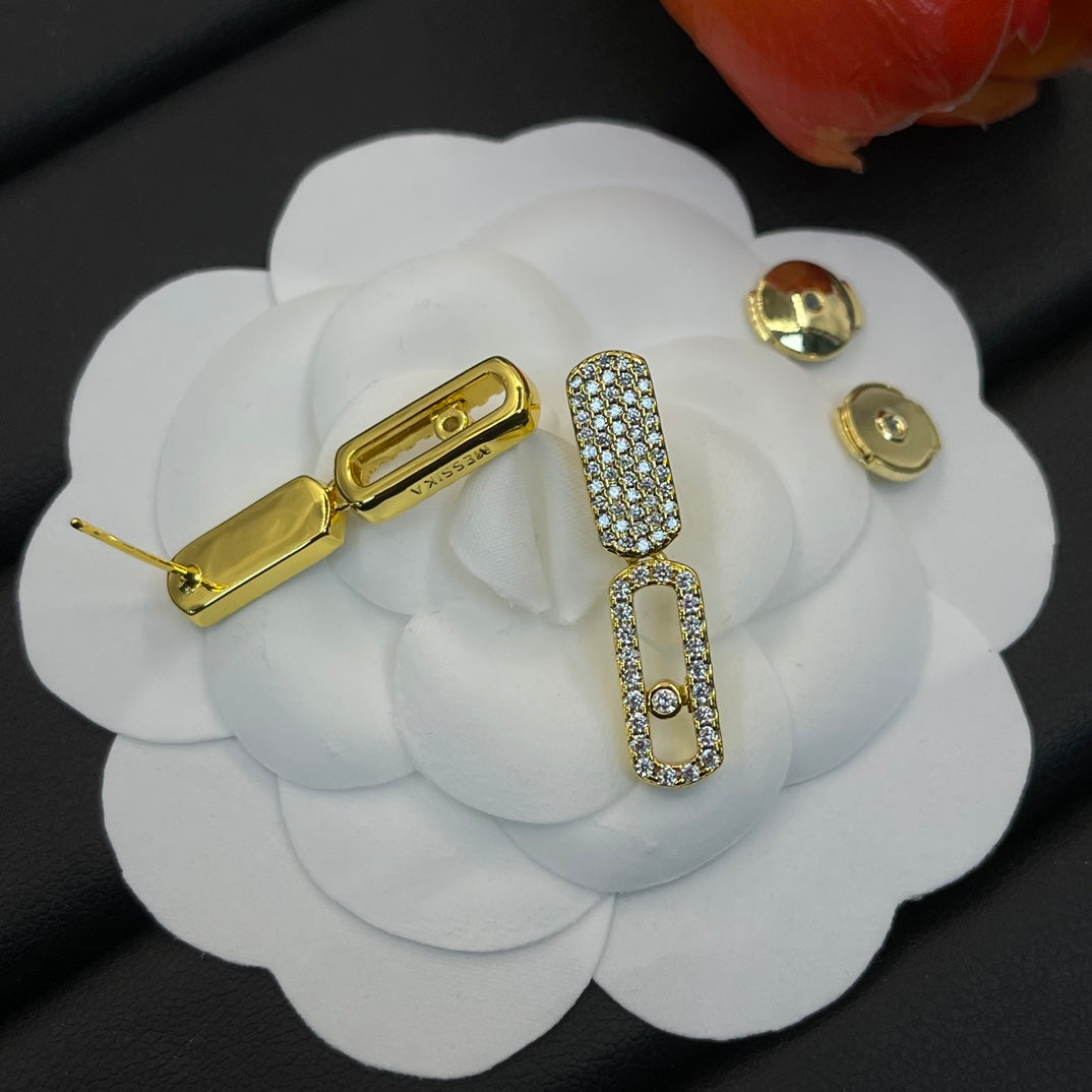 Messika Pavé Link Drop earrings in Gold Tone, detail view 5