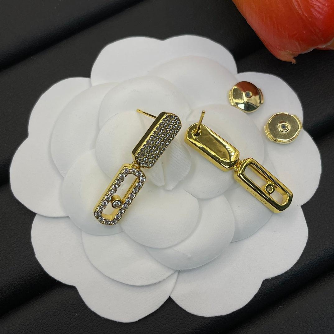 Messika Pavé Link Drop earrings in Gold Tone, detail view 4