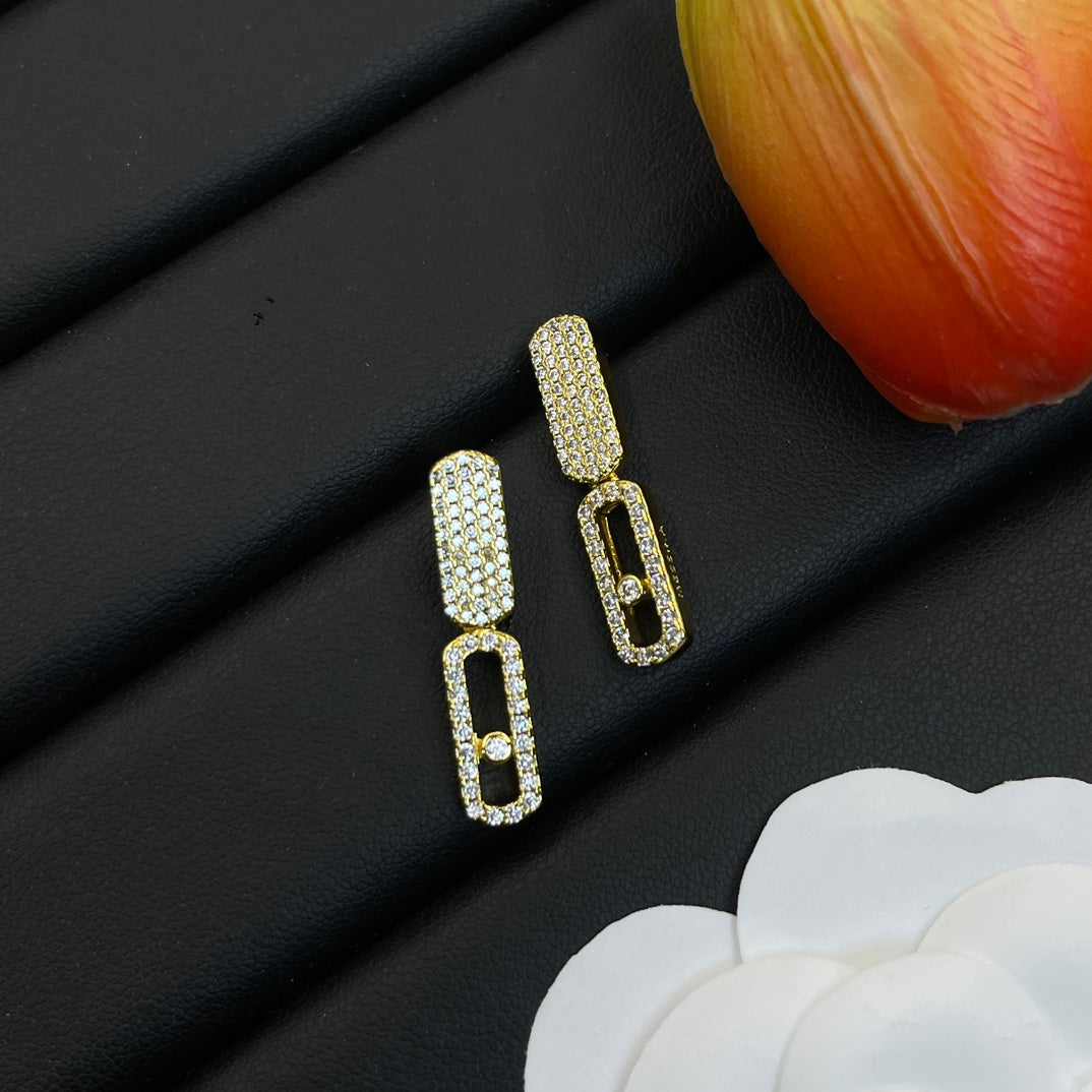 Messika Pavé Link Drop earrings in Gold Tone, detail view 2
