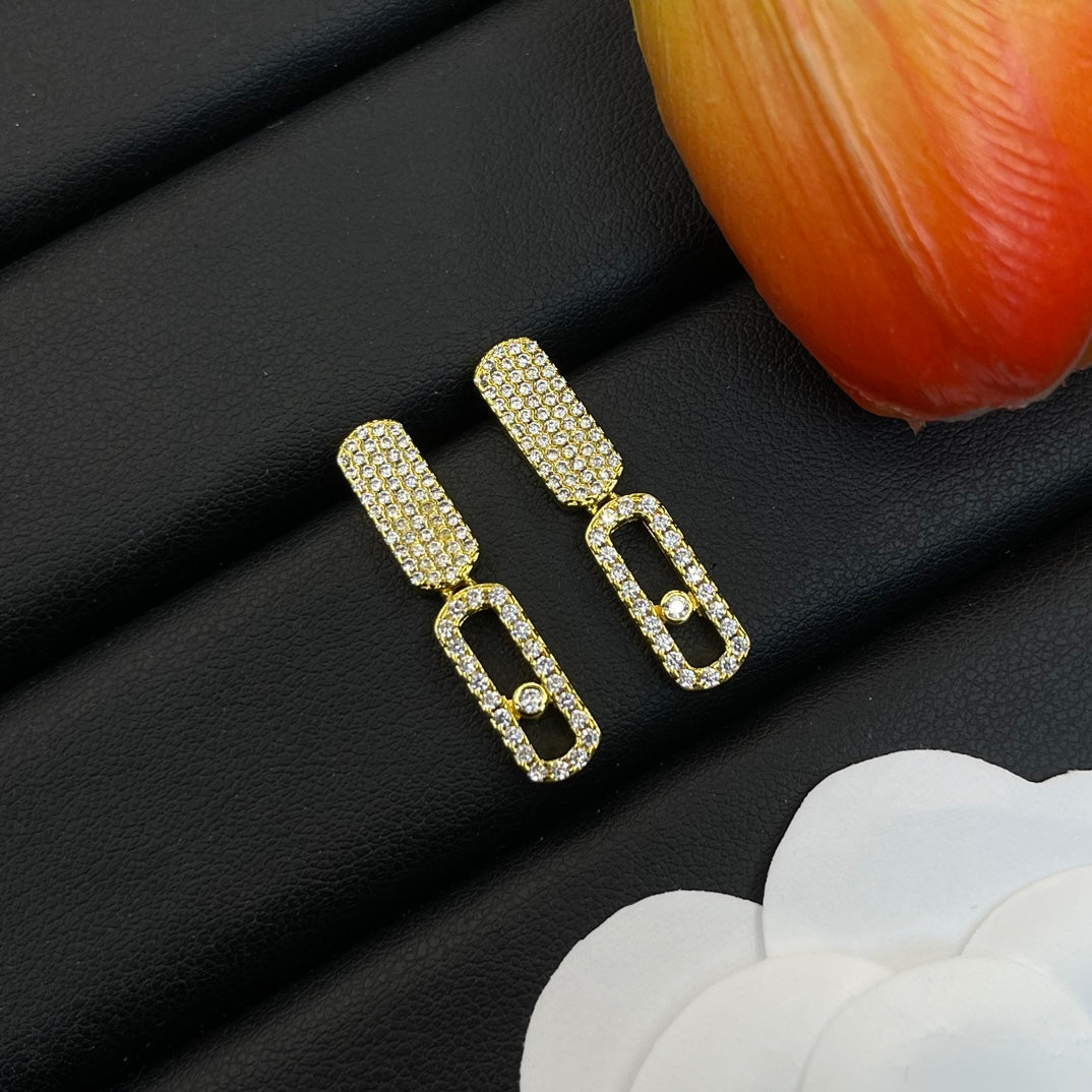 Messika Pavé Link Drop earrings in Gold Tone, main view