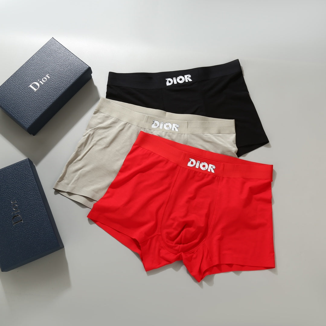Dior Red Cream Black Small Waist Text Boxer Briefs, image 4