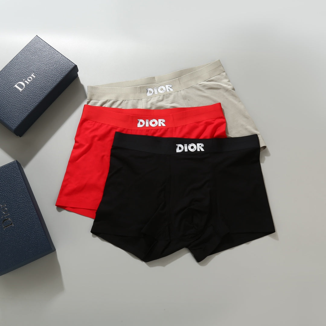 Dior Red Cream Black Small Waist Text Boxer Briefs, image 3