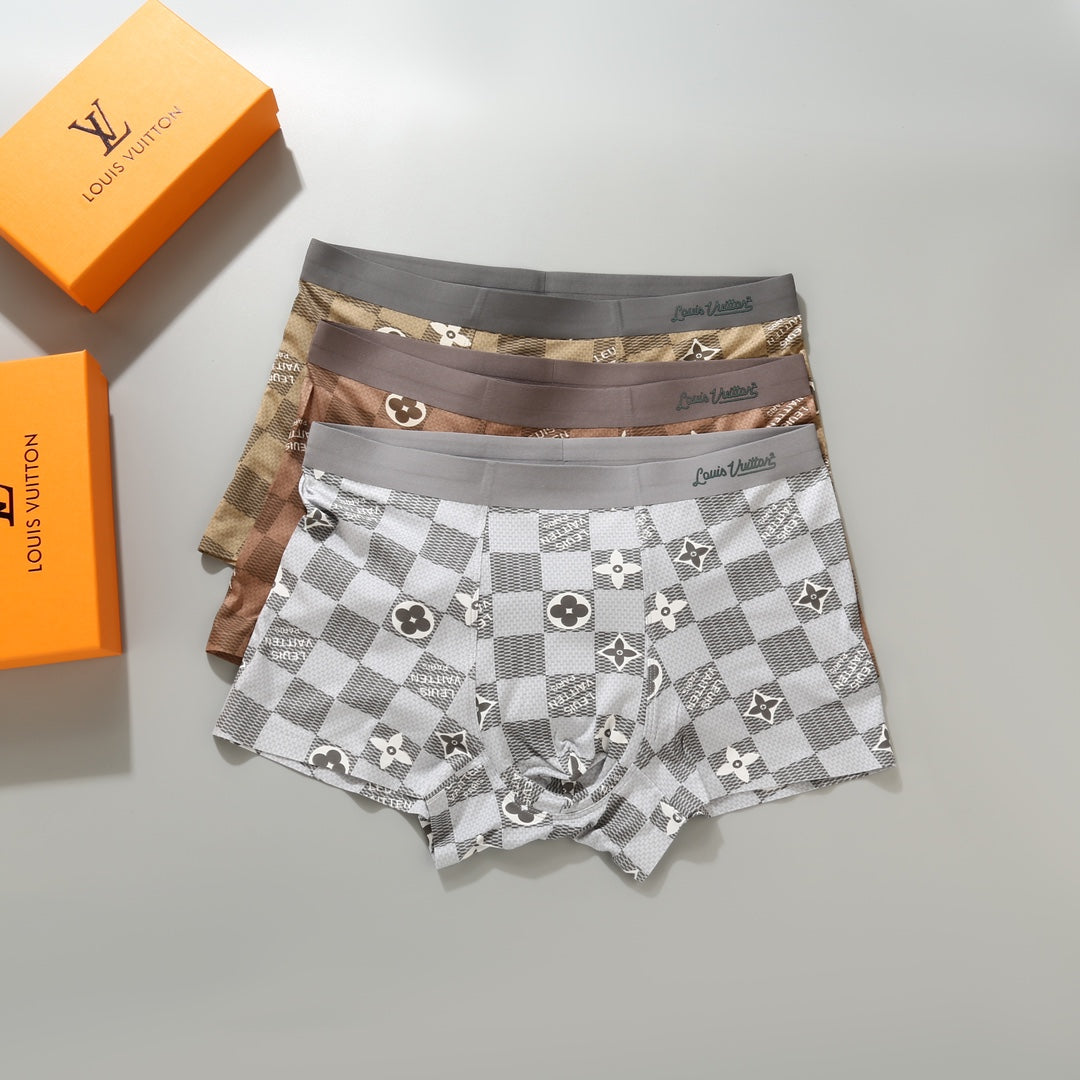 Louis Vuitton Grey Brown Pale Allover Flowers Boxer Briefs, image 1