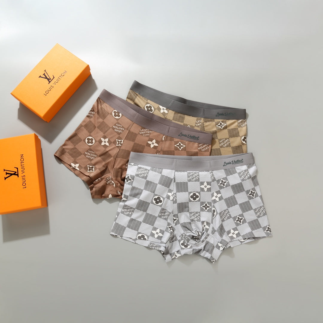 Louis Vuitton Grey Brown Pale Allover Flowers Boxer Briefs, image 4