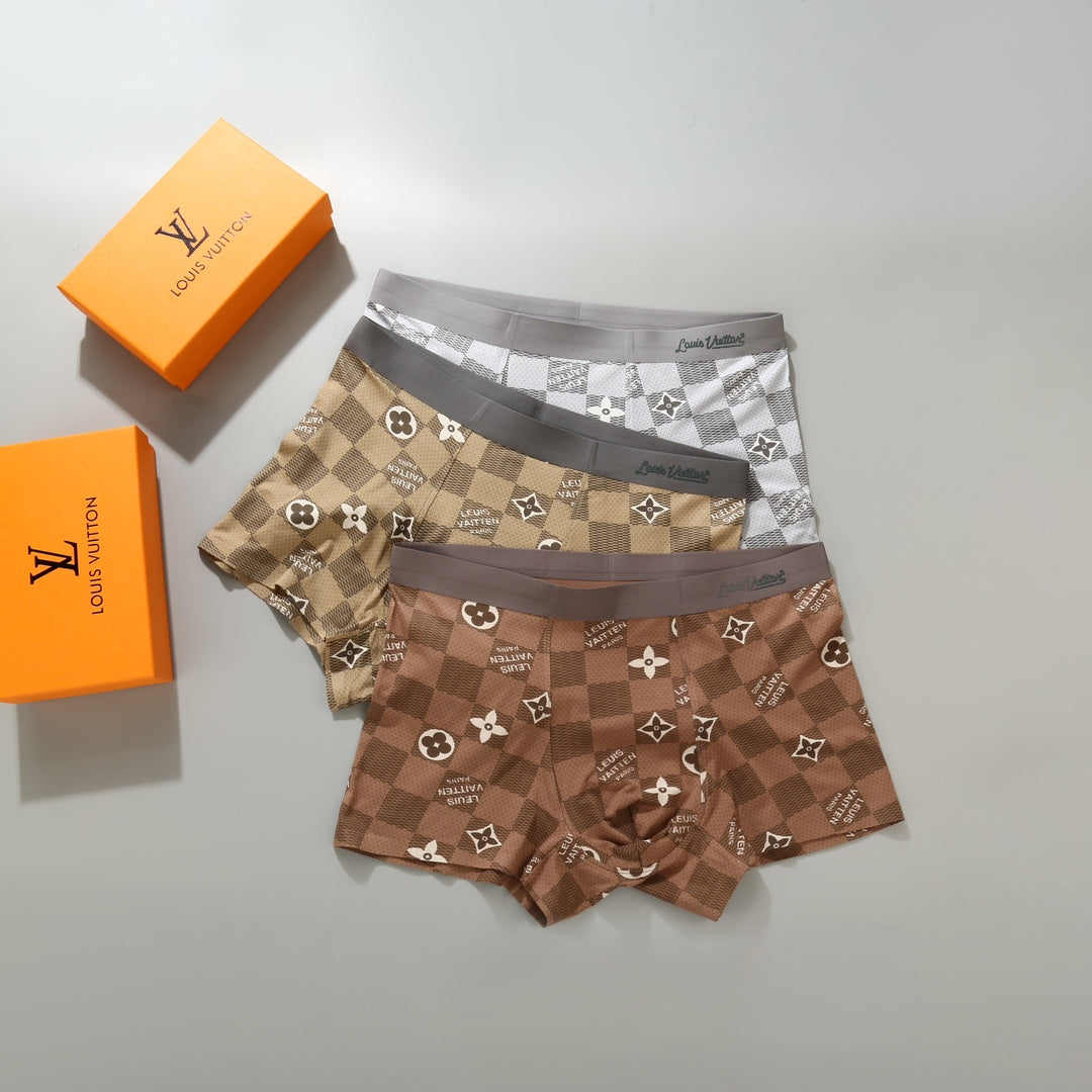 Louis Vuitton Grey Brown Pale Allover Flowers Boxer Briefs, image 3