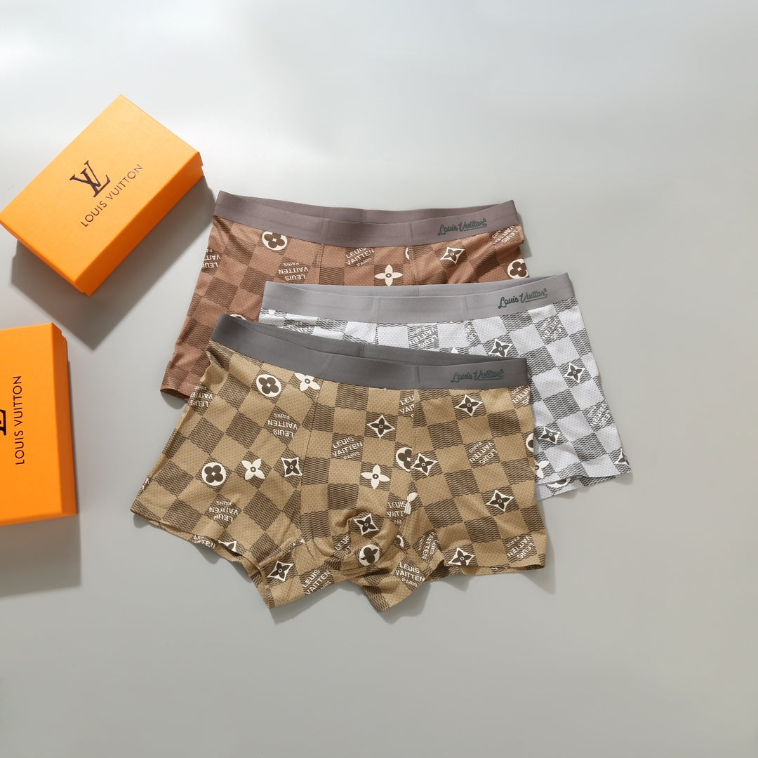 Louis Vuitton Grey Brown Pale Allover Flowers Boxer Briefs, image 2