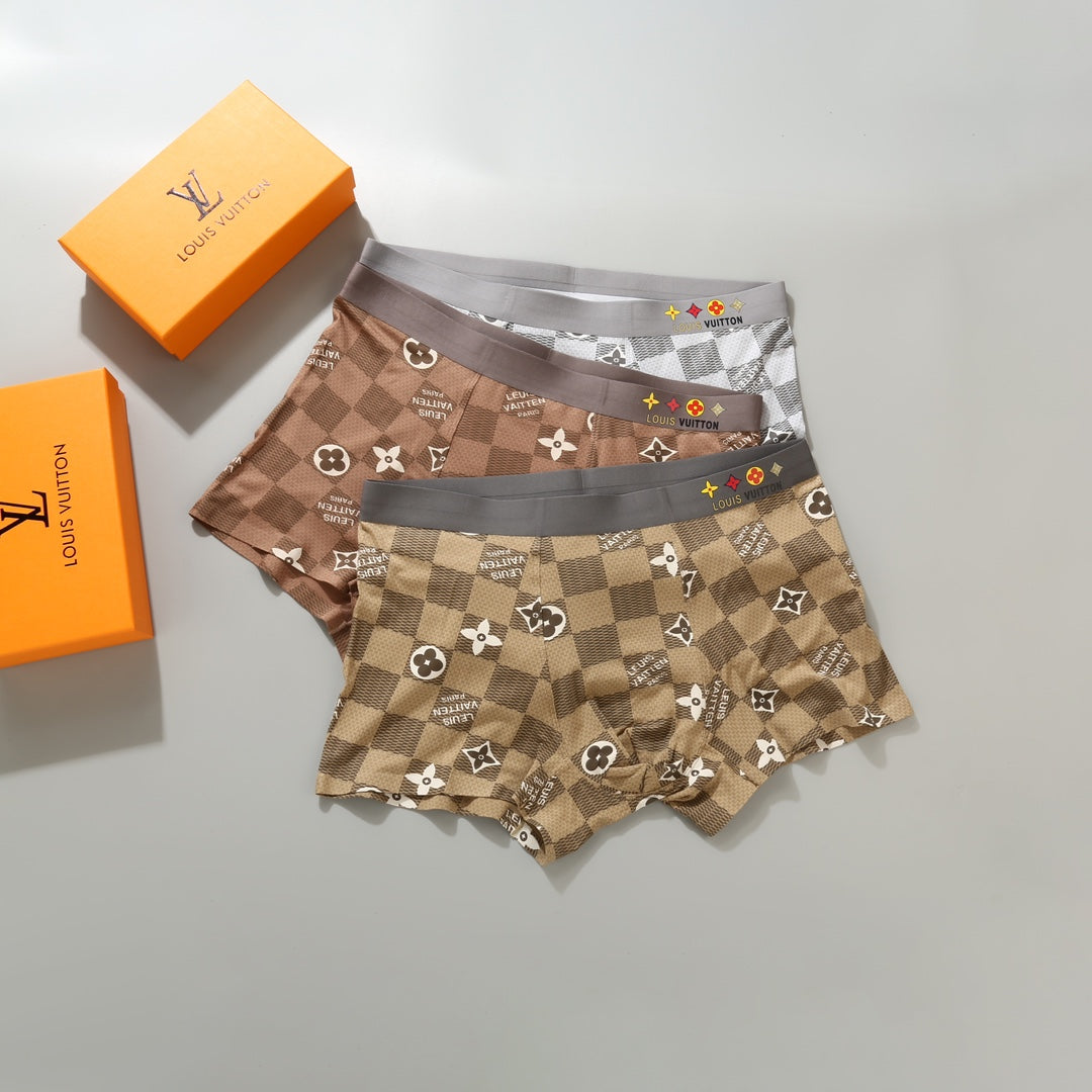 Louis Vuitton Brown Beige Small Repeated Flowers Boxer Briefs, image 3
