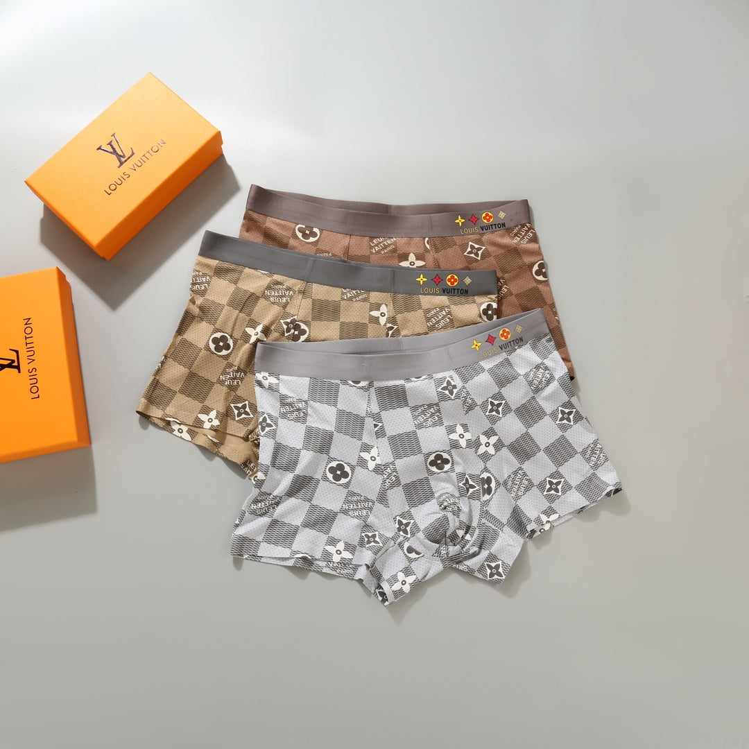 Louis Vuitton Brown Beige Small Repeated Flowers Boxer Briefs, image 4