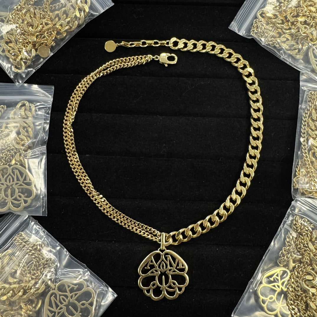 Alexander McQueen Coin Medallion Chain necklace in Two-Tone, main view