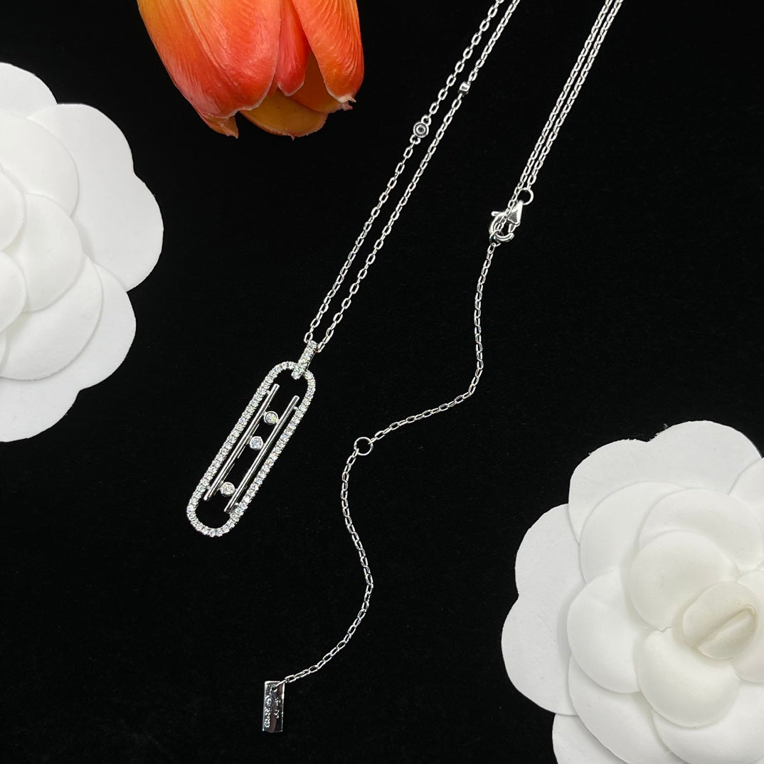 Messika Black Accent Pendant necklace in Silver Tone, detail view 4
