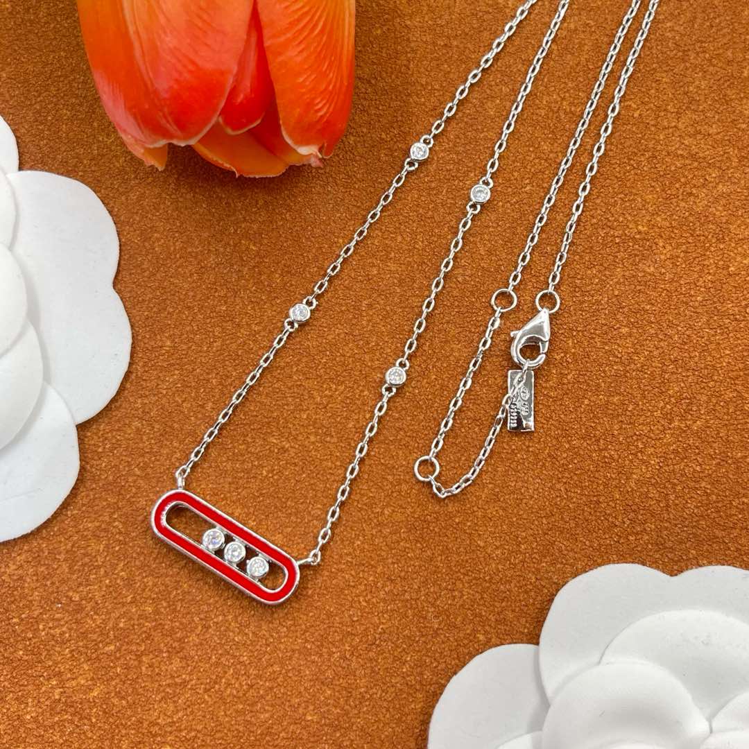 Messika Red Accent Pendant necklace in Silver Tone, detail view 13