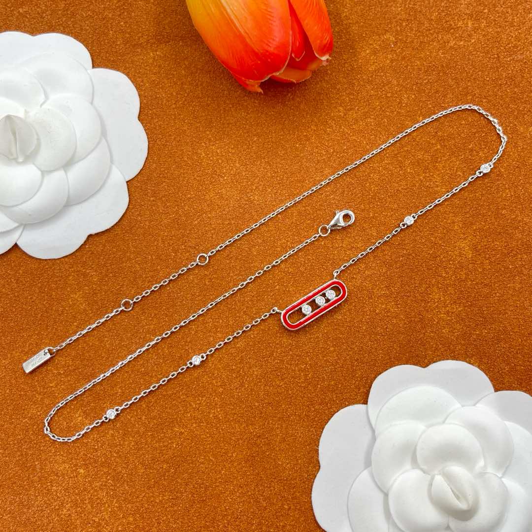 Messika Red Accent Pendant necklace in Silver Tone, detail view 14
