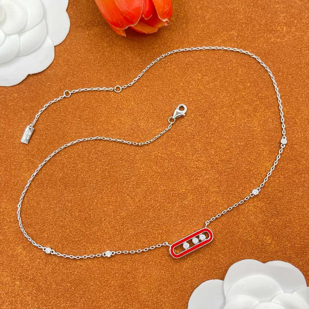 Messika Red Accent Pendant necklace in Silver Tone, detail view 10