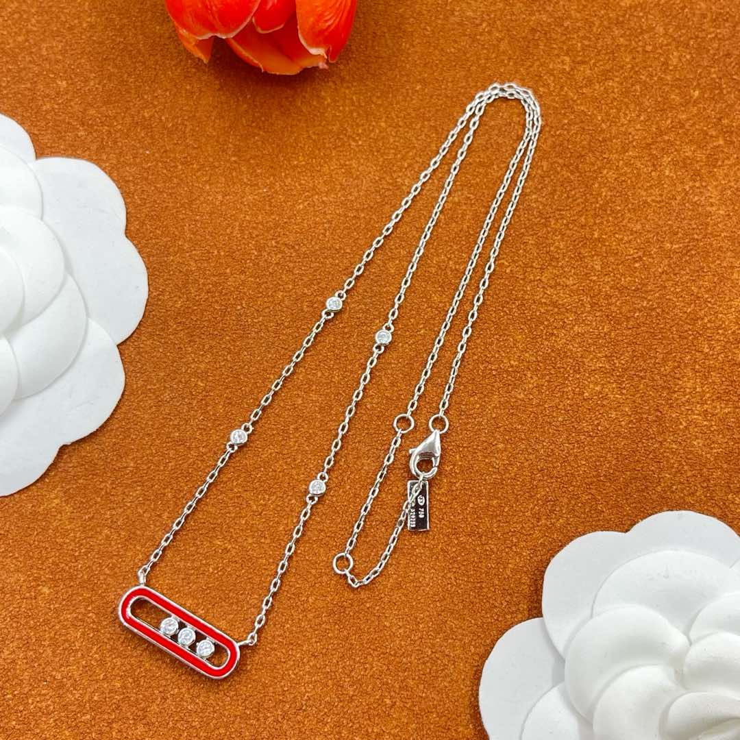 Messika Red Accent Pendant necklace in Silver Tone, detail view 12