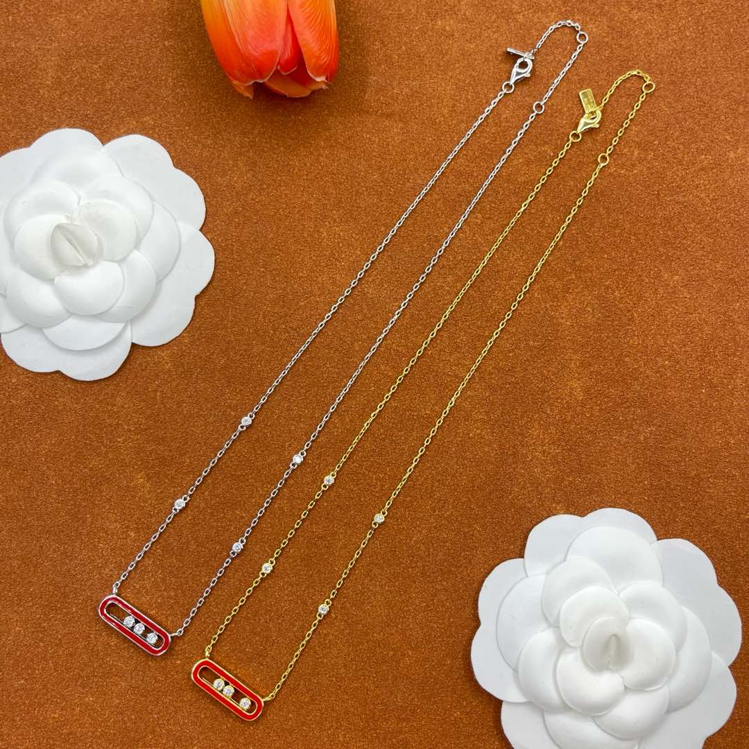 Messika Red Accent Pendant necklace in Gold Tone, detail view 7