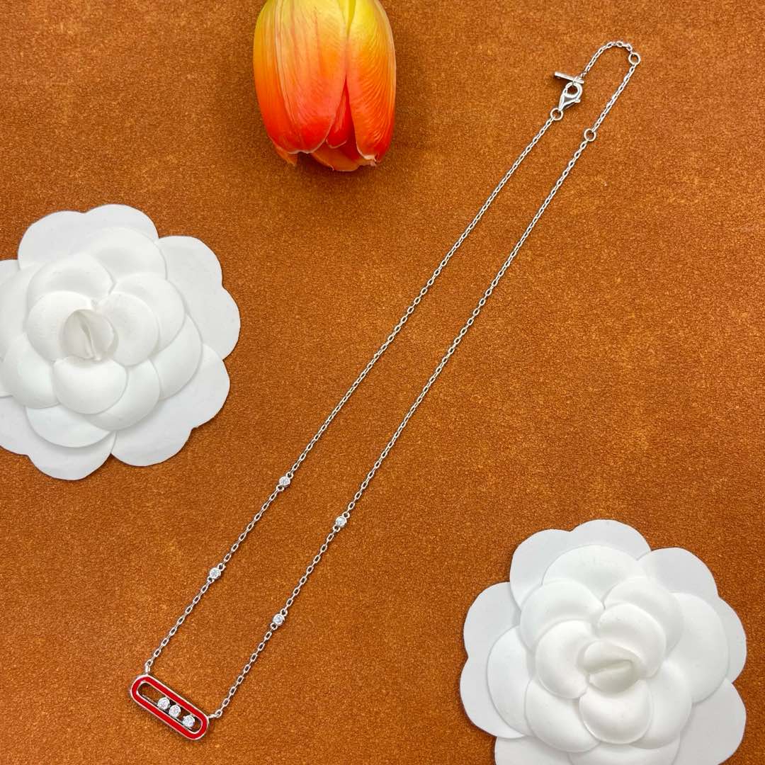 Messika Red Accent Pendant necklace in Silver Tone, detail view 11