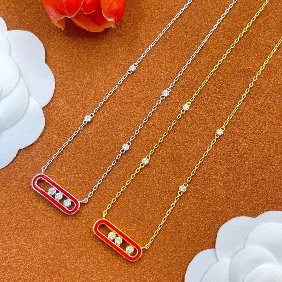 Messika Red Accent Pendant necklace in Gold Tone, detail view 8