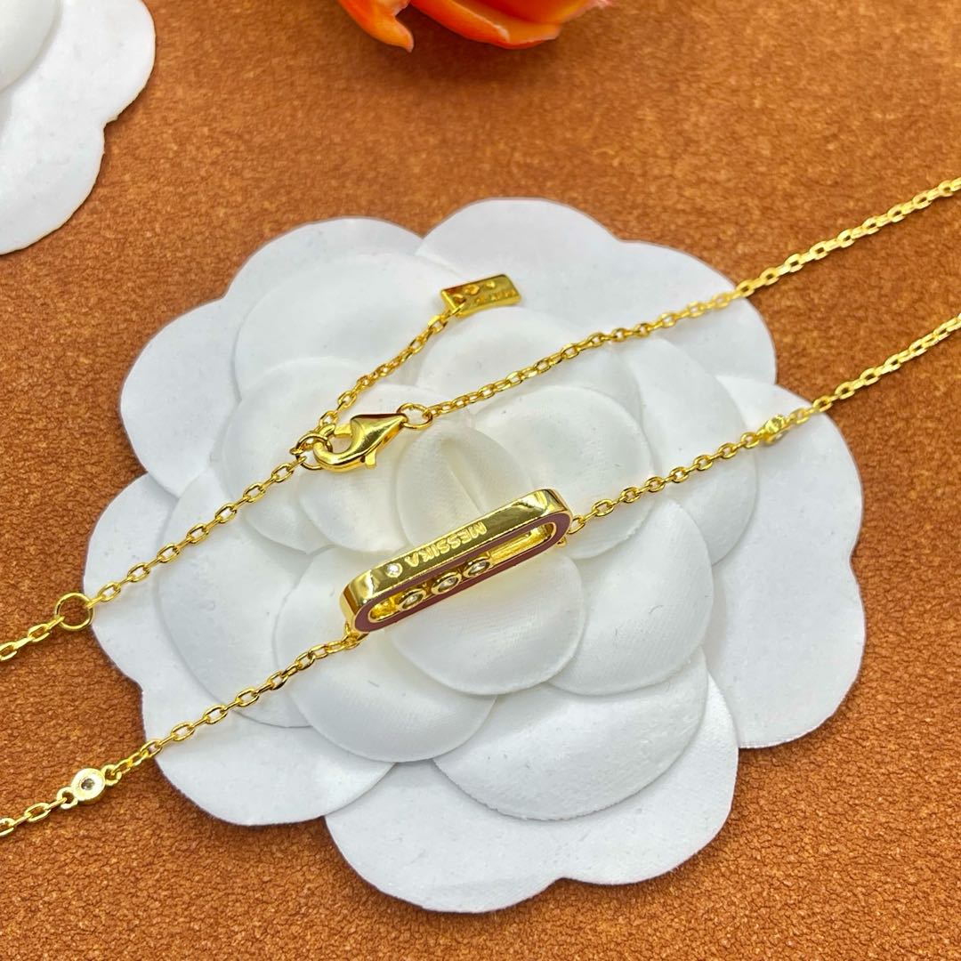Messika Red Accent Pendant necklace in Gold Tone, detail view 6