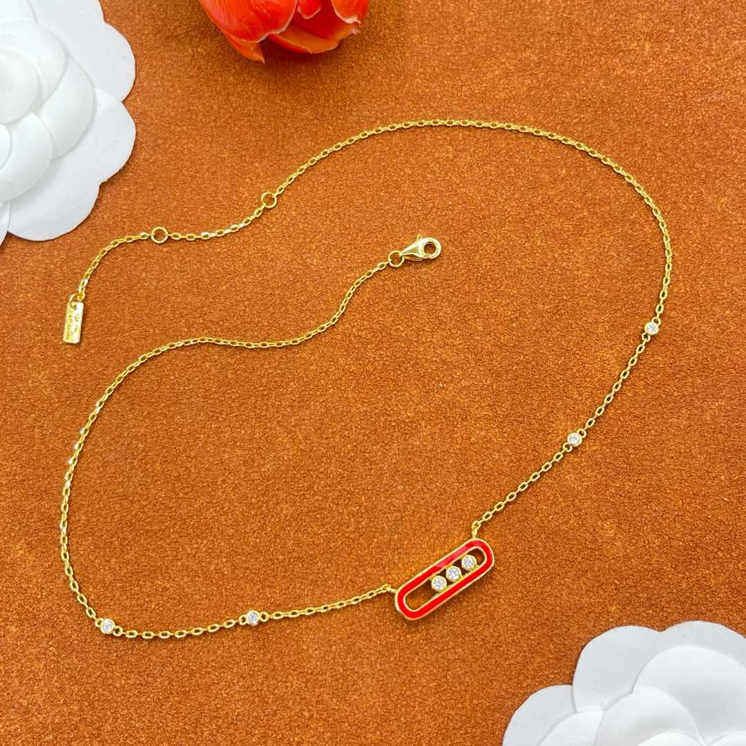 Messika Red Accent Pendant necklace in Gold Tone, main view