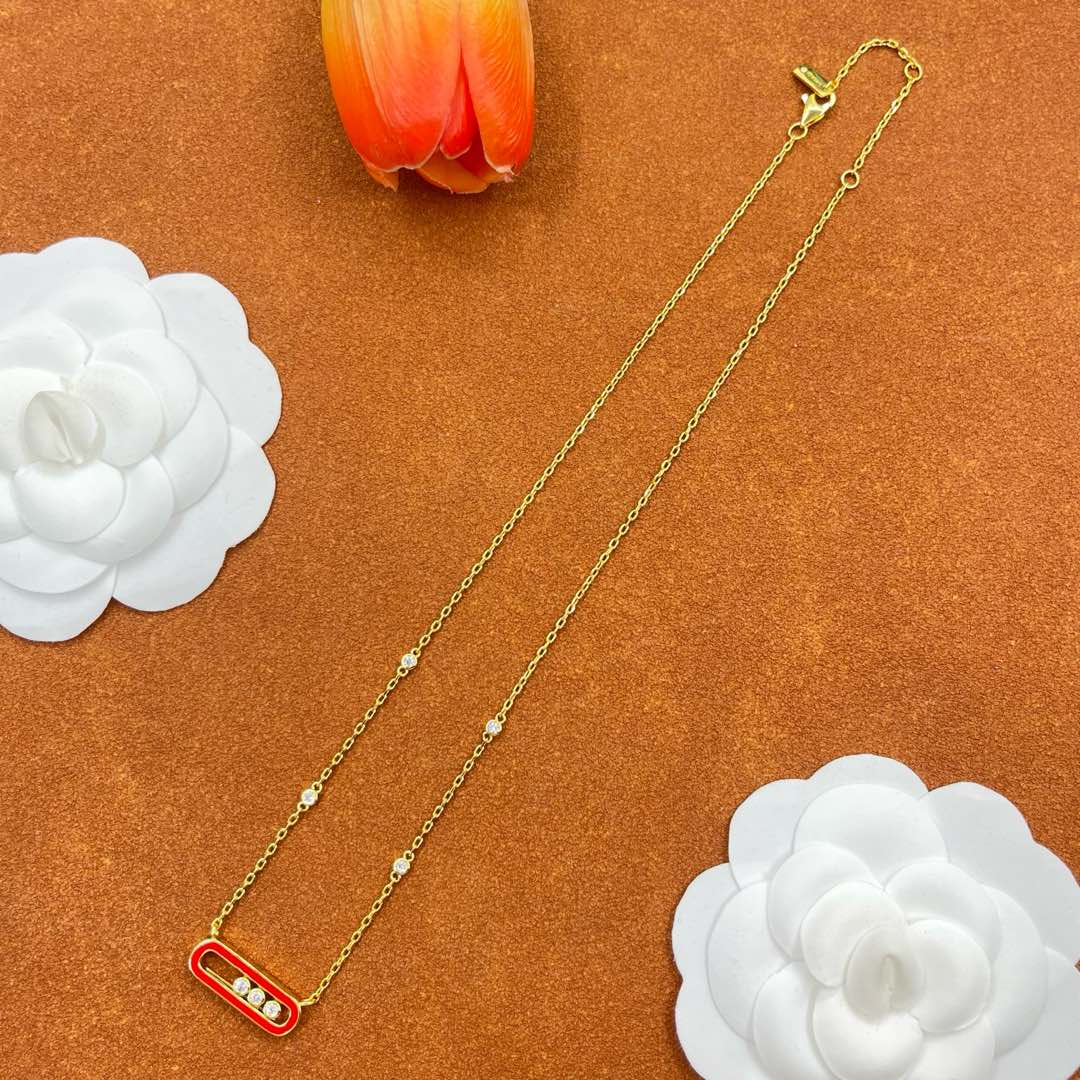 Messika Red Accent Pendant necklace in Gold Tone, detail view 2