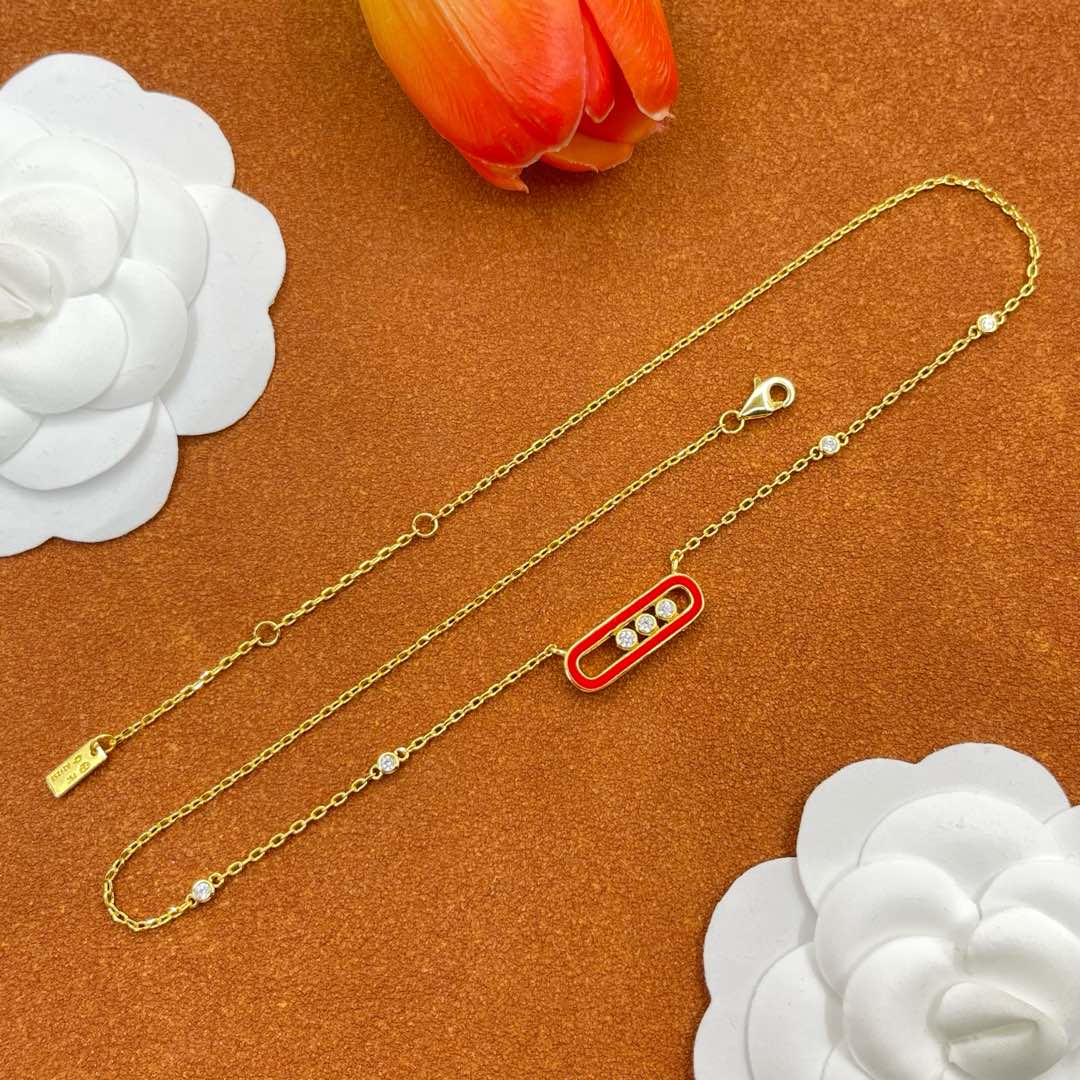 Messika Red Accent Pendant necklace in Gold Tone, detail view 5