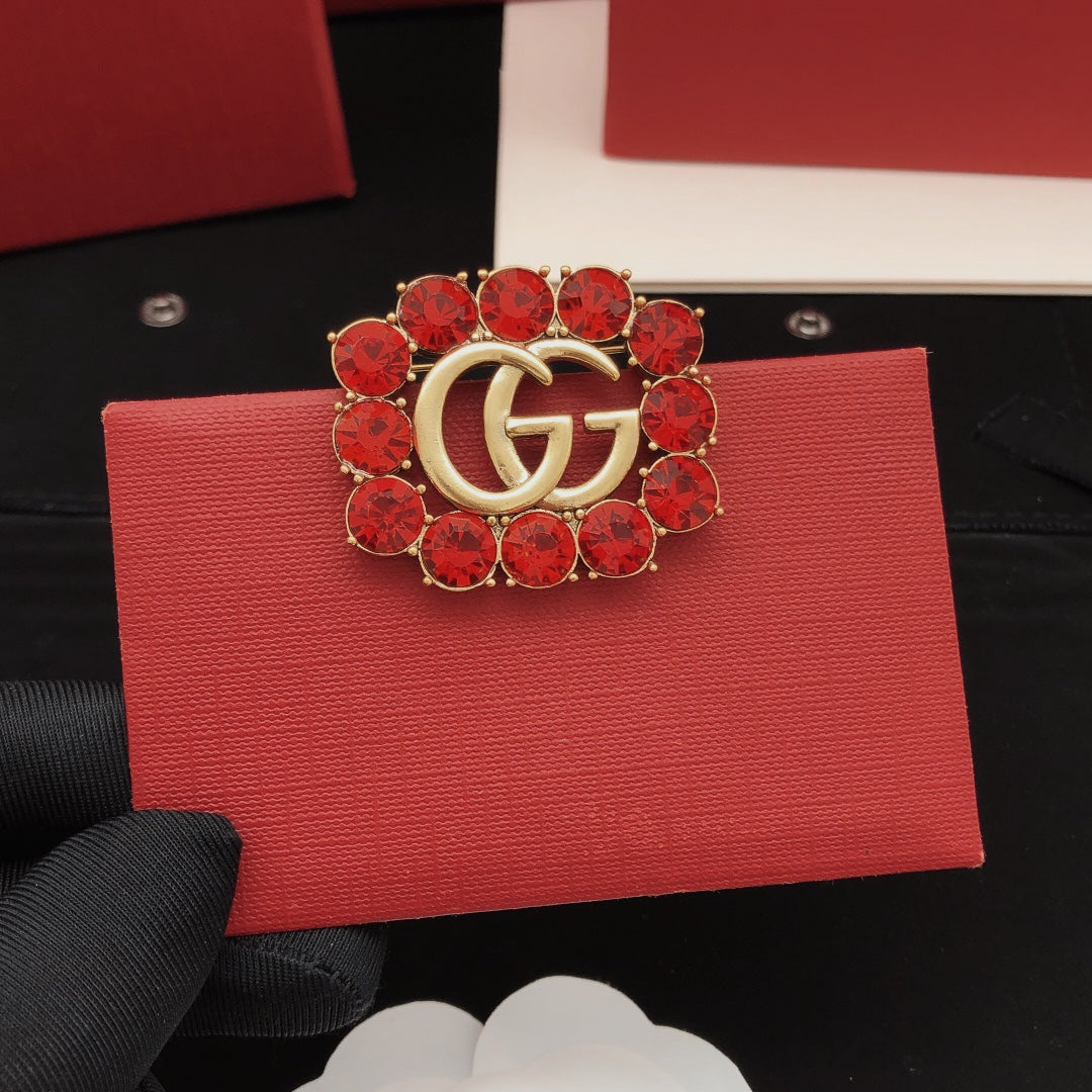 Gucci Crystal Red Brooch - image 2