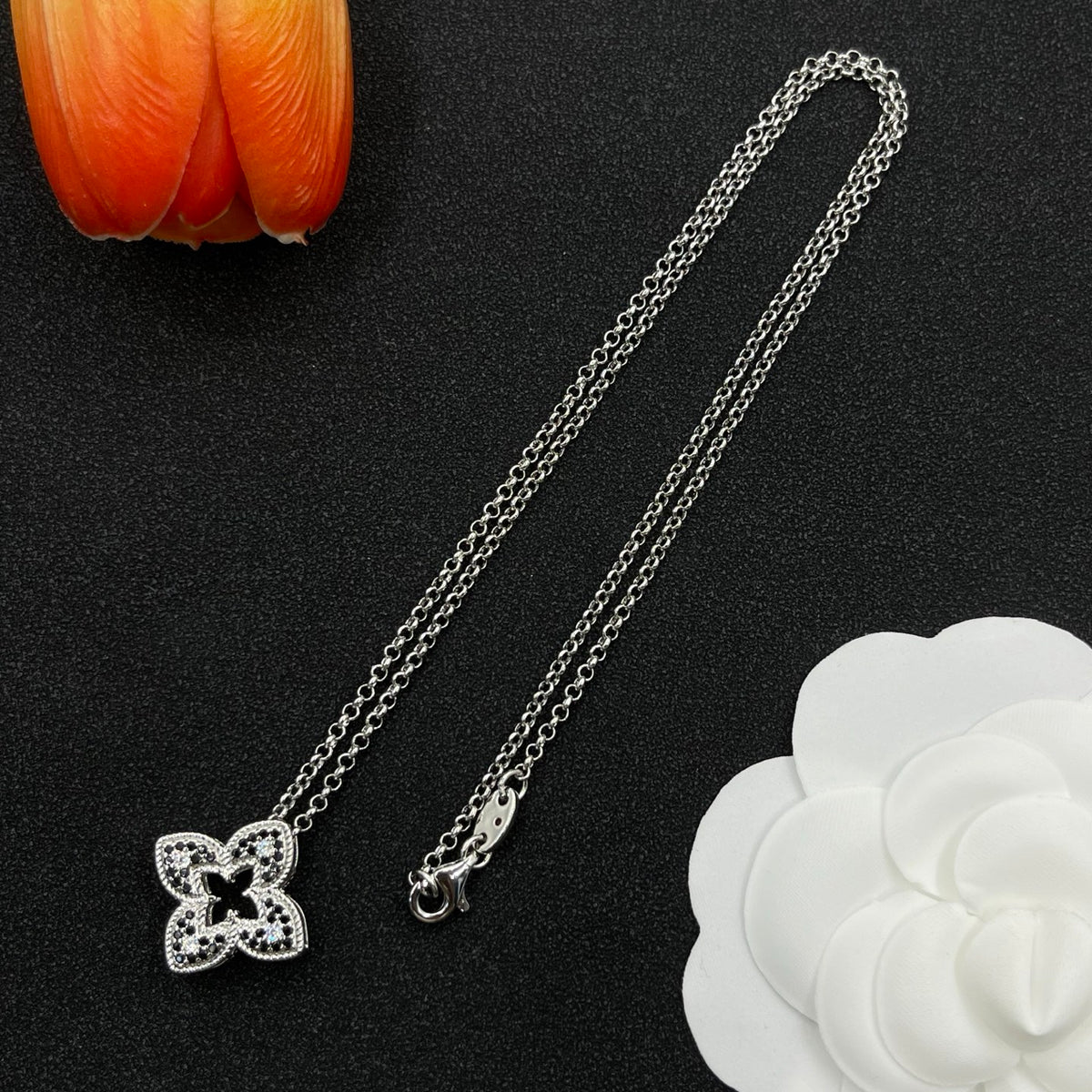 Roberto Coin framed clover pendant necklace in Silver Tone, detail view 20