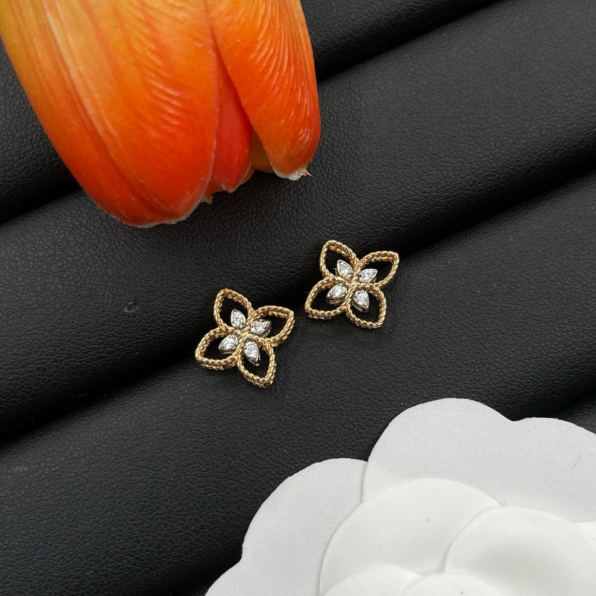 Roberto Coin open clover stud earrings in Rose Gold Tone, main view