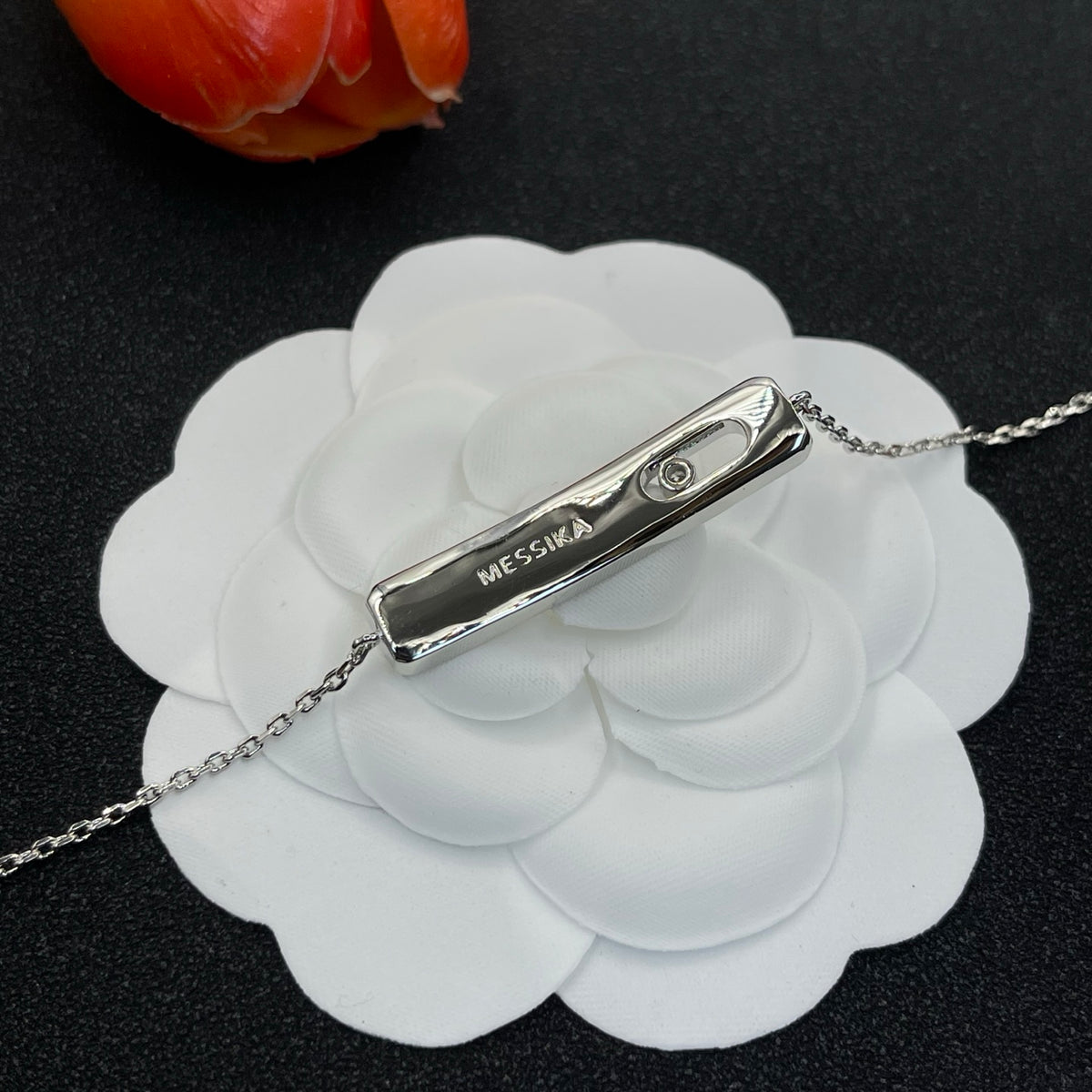 Messika Pavé Long Bar Chain bracelet in Silver Tone, detail view 13