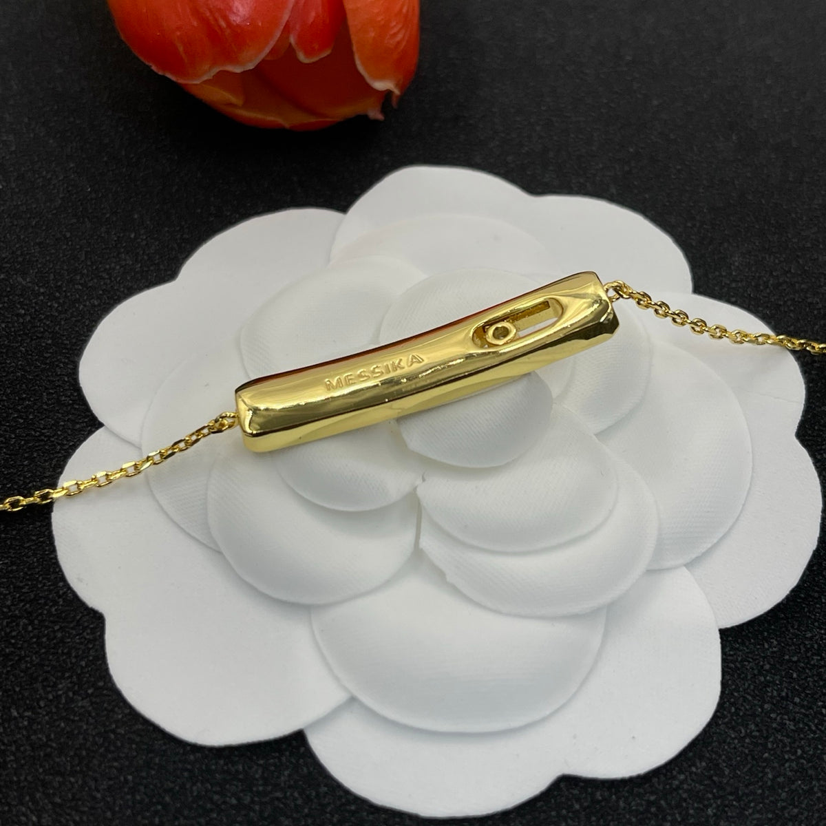 Messika Pavé Long Bar Chain bracelet in Gold Tone, detail view 6