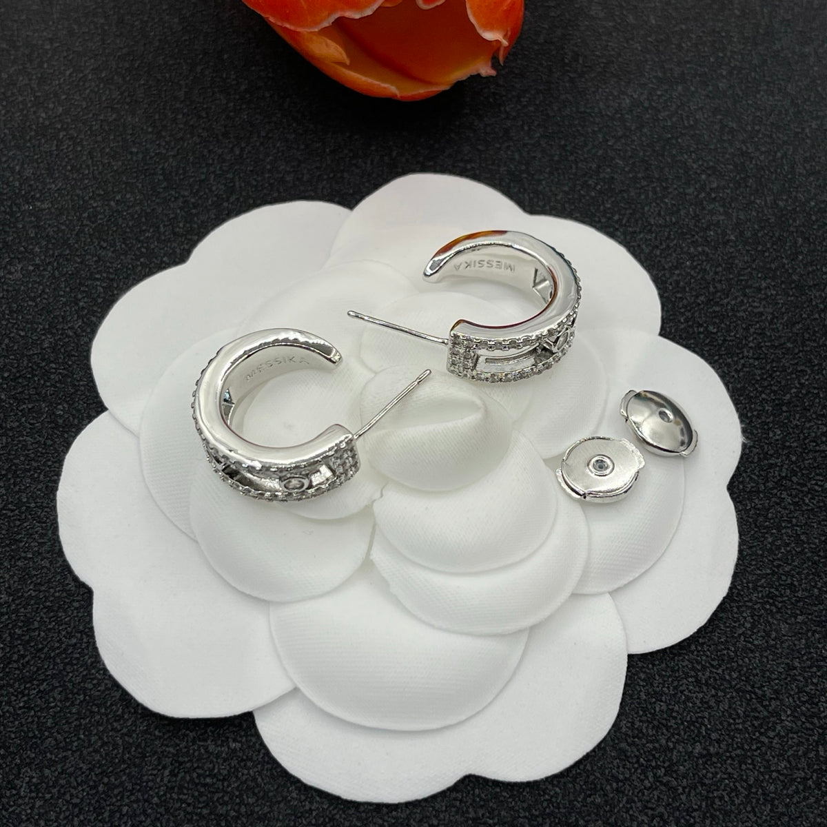 Messika Sculpted Link Hoop earrings in Silver Tone, detail view 13