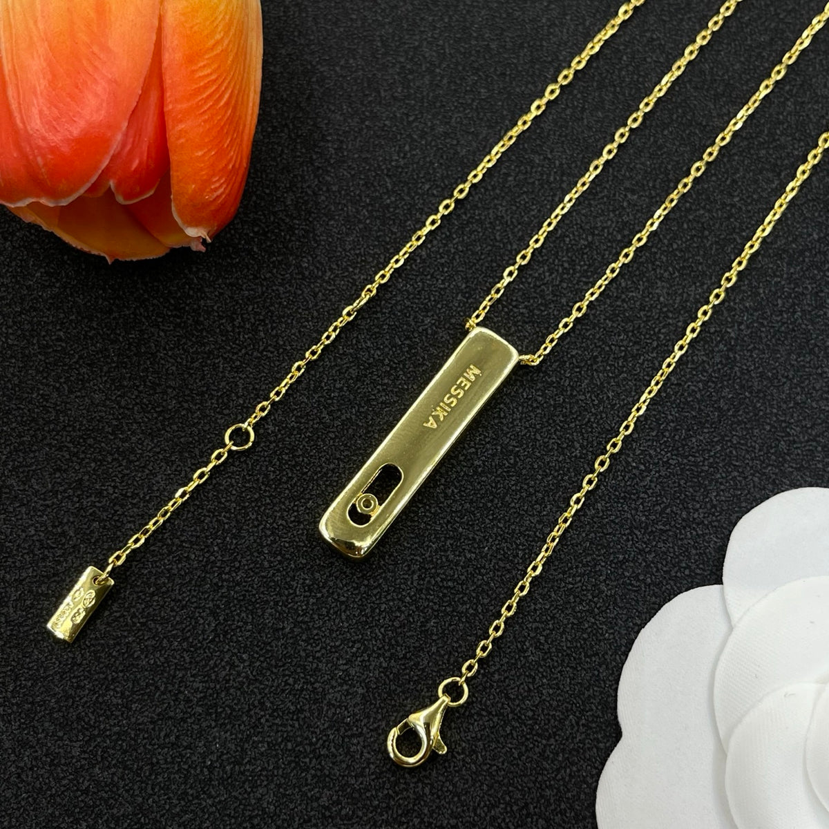 Messika Long Bar Pendant necklace in Gold Tone, detail view 12