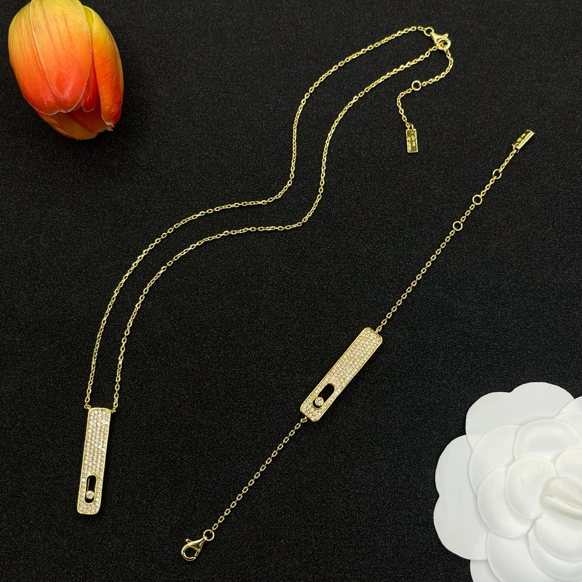 Messika Long Bar Pendant necklace in Gold Tone, detail view 13