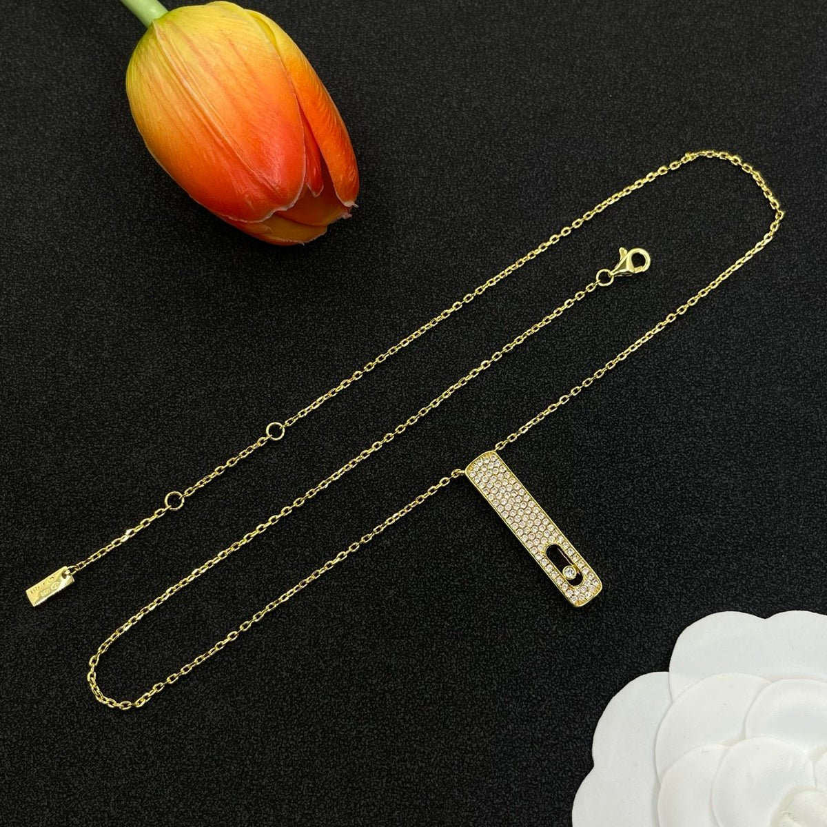 Messika Long Bar Pendant necklace in Gold Tone, detail view 11