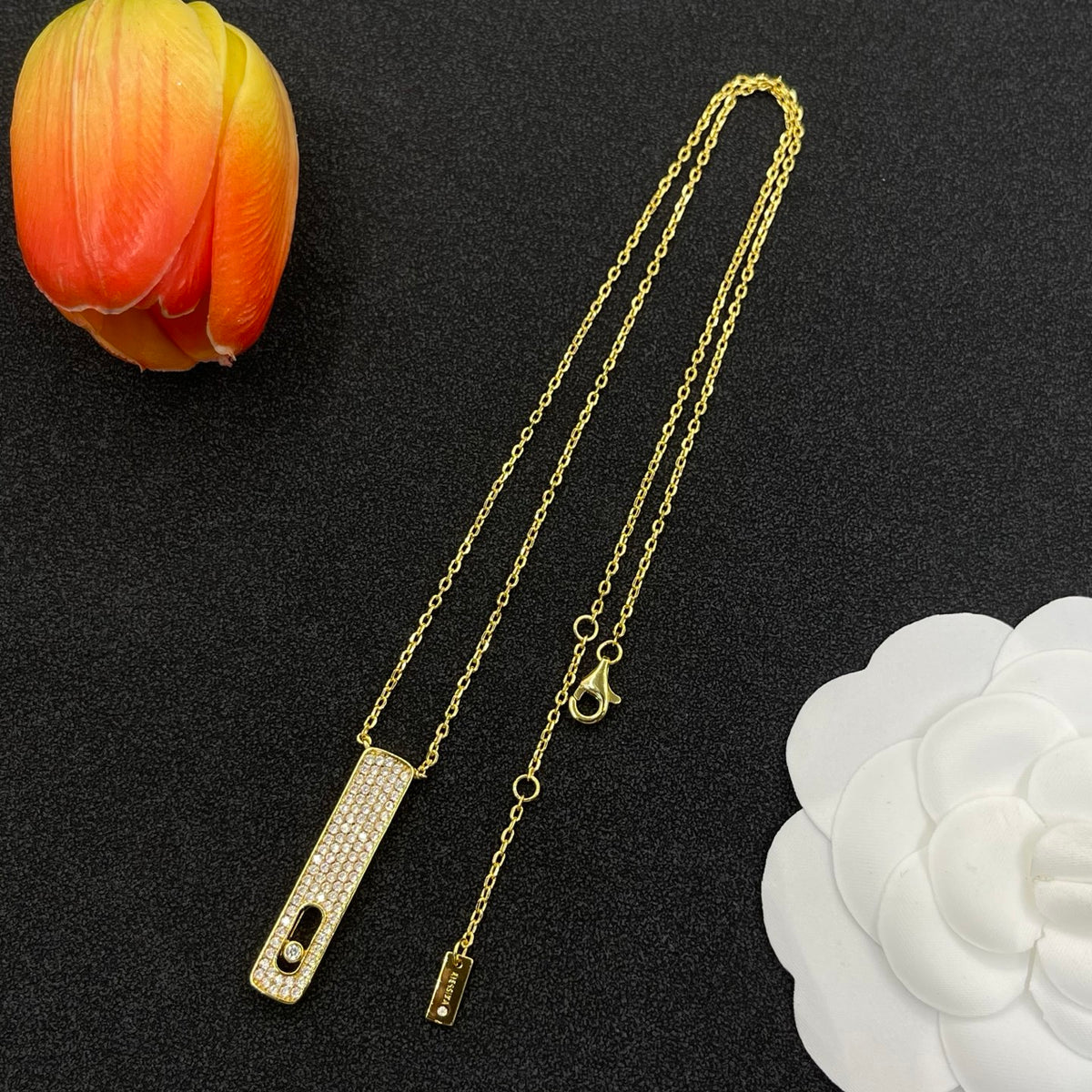 Messika Long Bar Pendant necklace in Gold Tone, detail view 7