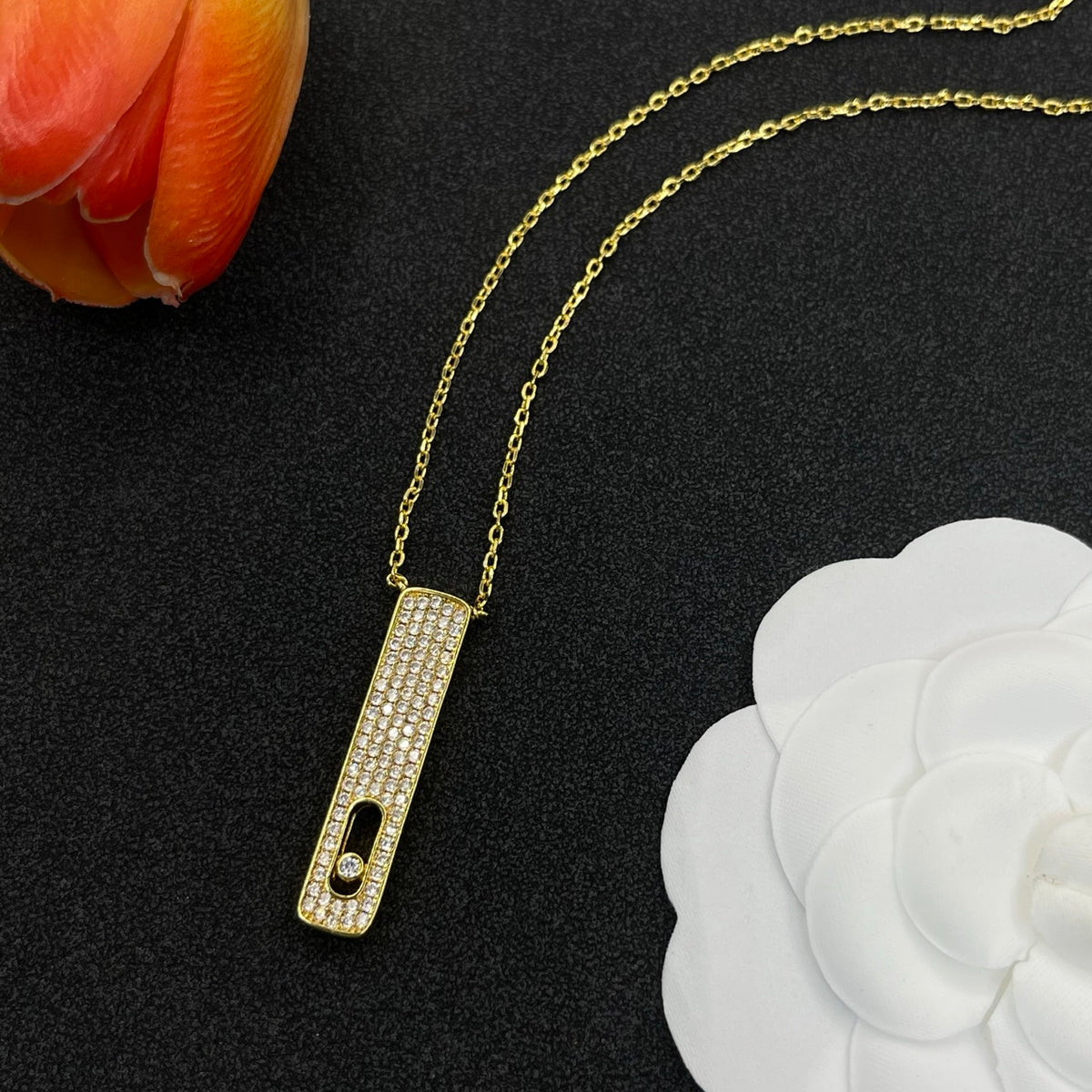 Messika Long Bar Pendant necklace in Gold Tone, detail view 9