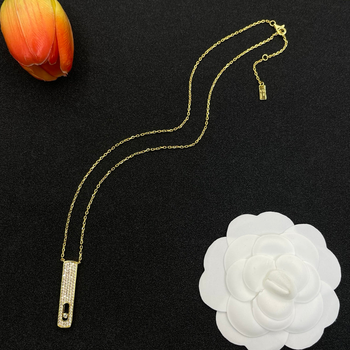 Messika Long Bar Pendant necklace in Gold Tone, detail view 8