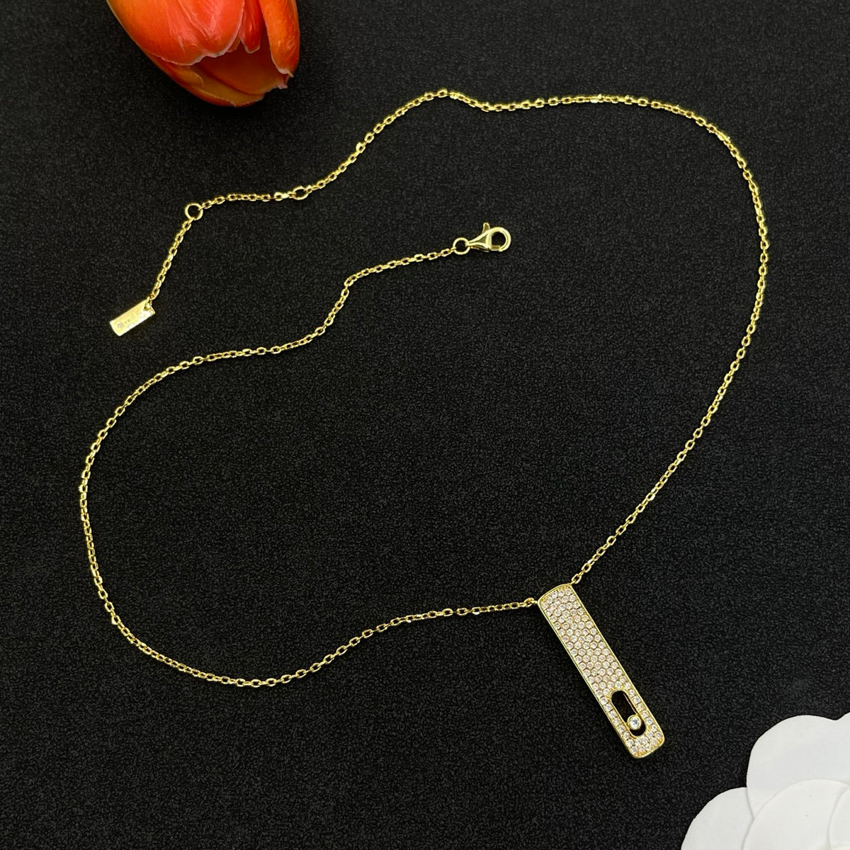 Messika Long Bar Pendant necklace in Gold Tone, detail view 10