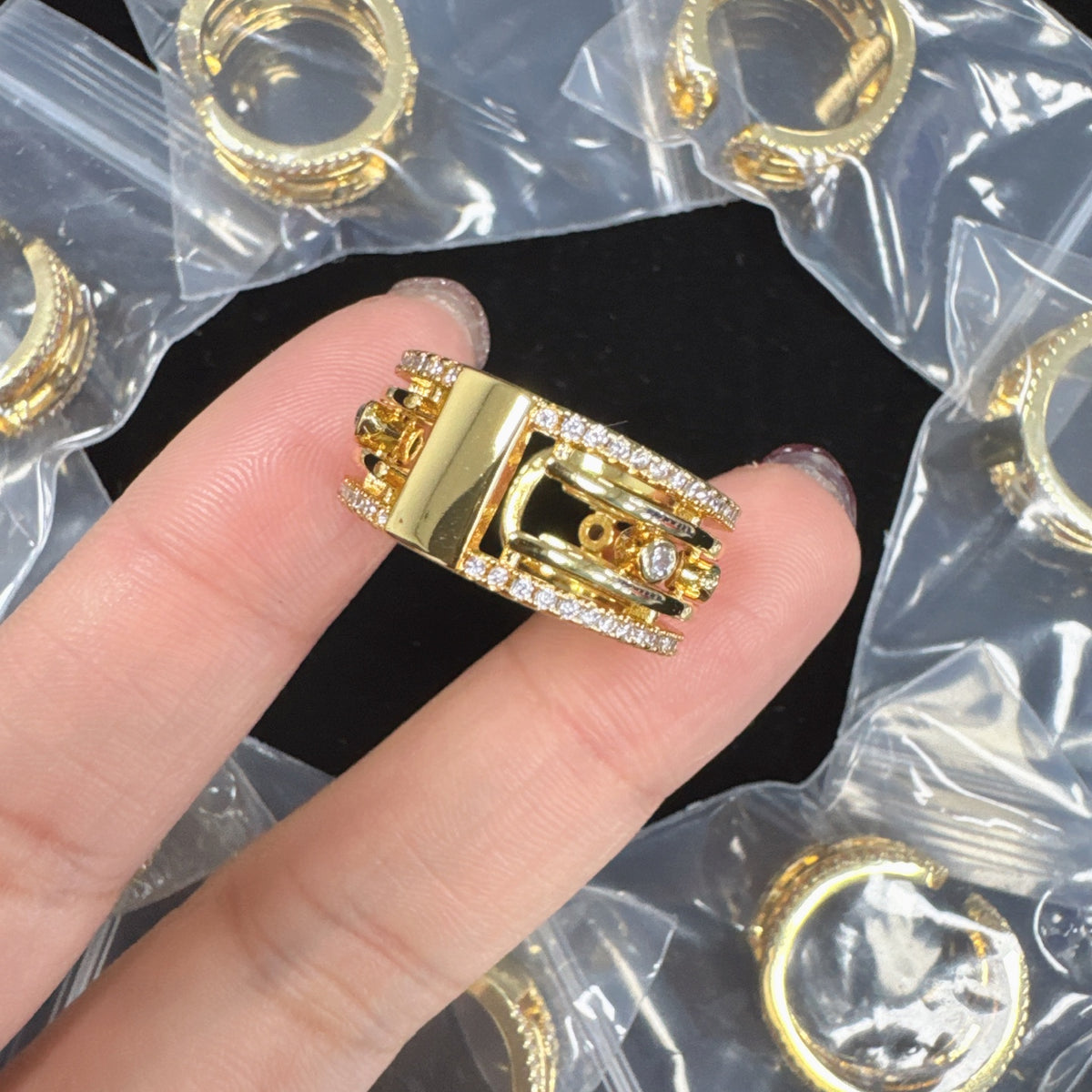 Messika Pavé Link Statement ring in Gold Tone, main view