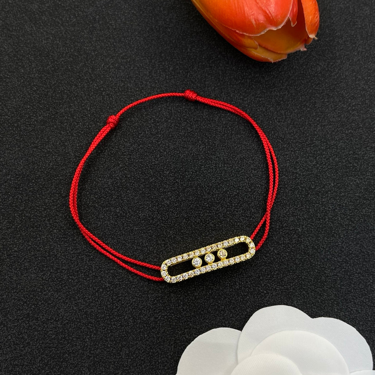 Messika Red Cord Link bracelet in Red & Gold Tone, detail view 2