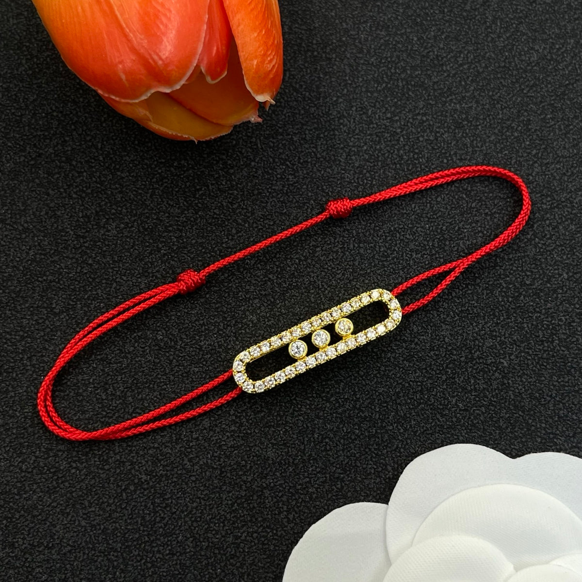 Messika Red Cord Link bracelet in Red & Gold Tone, detail view 3