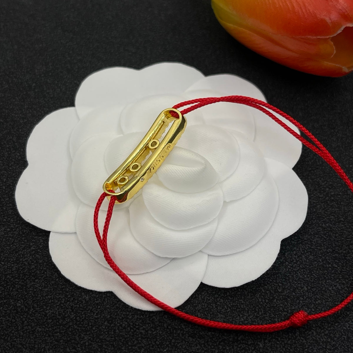 Messika Red Cord Link bracelet in Red & Gold Tone, detail view 6