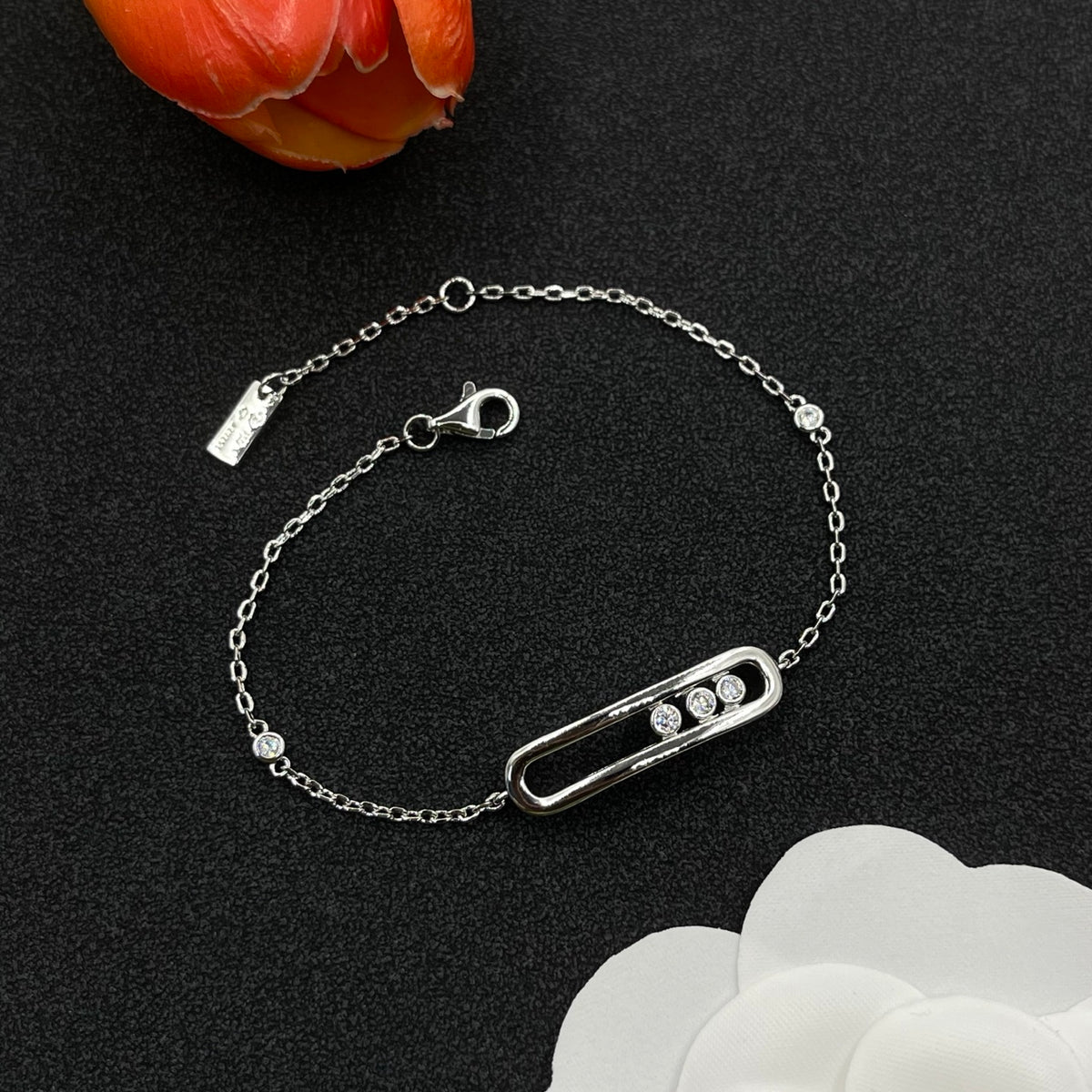 Messika Black Accent Link bracelet in Silver Tone, detail view 11
