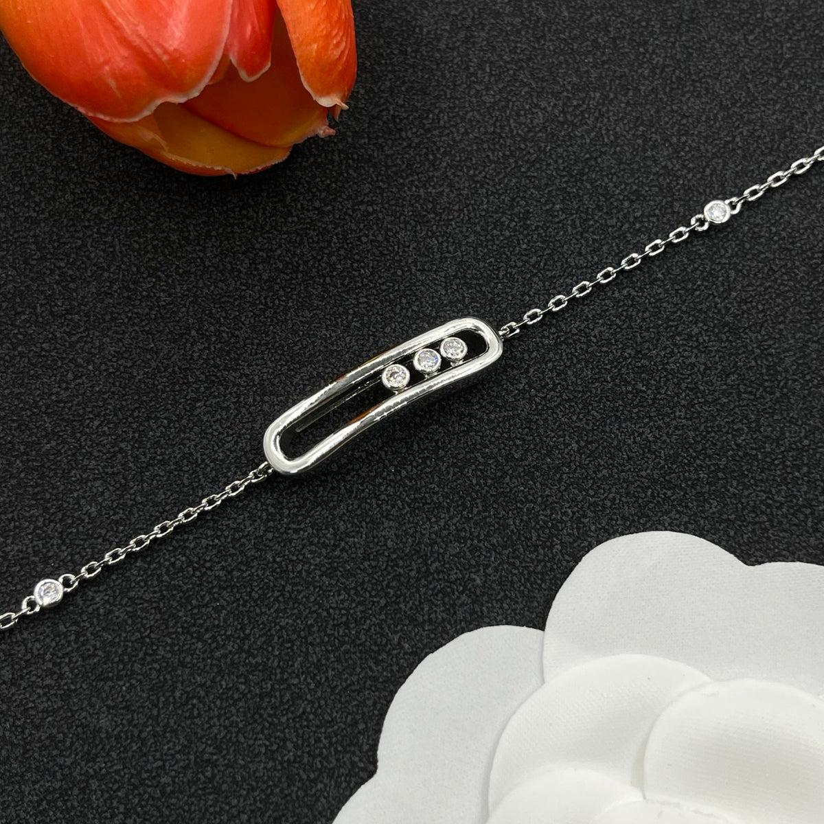Messika Black Accent Link bracelet in Silver Tone, detail view 10