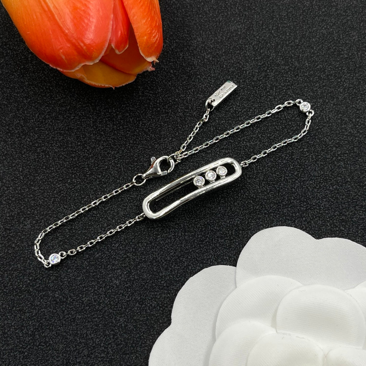 Messika Black Accent Link bracelet in Silver Tone, detail view 12
