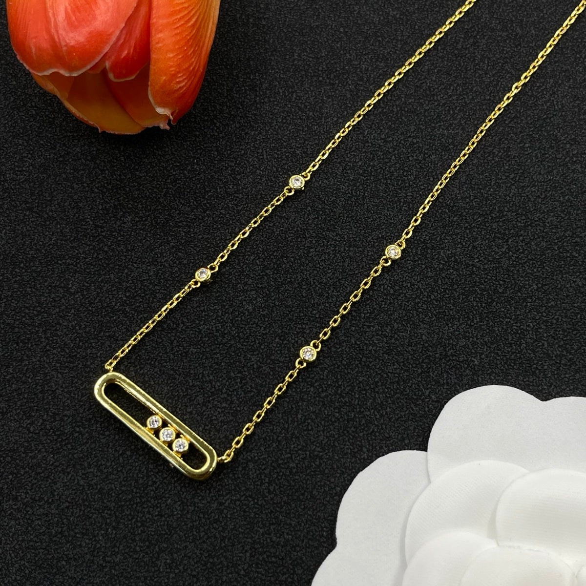 Messika Black Accent Link Pendant necklace in Gold Tone, detail view 3