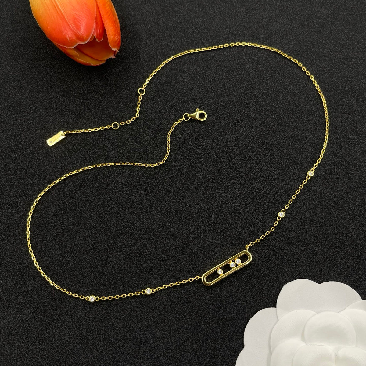 Messika Black Accent Link Pendant necklace in Gold Tone, main view