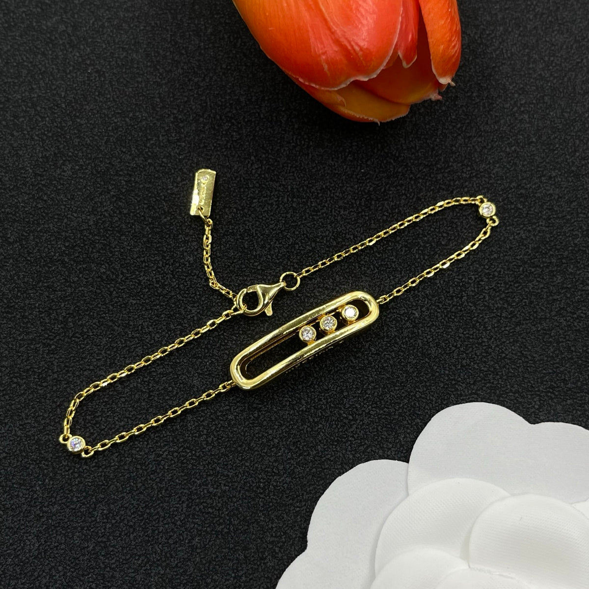Messika Black Accent Link bracelet in Gold Tone, detail view 5