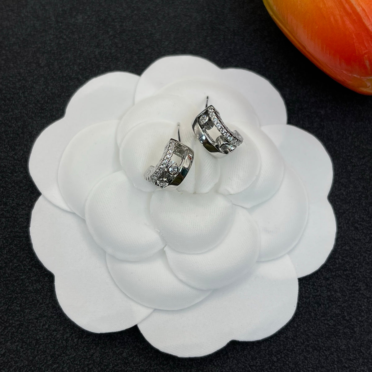 Messika Geometric Crystal Stud earrings in Silver Tone, detail view 9
